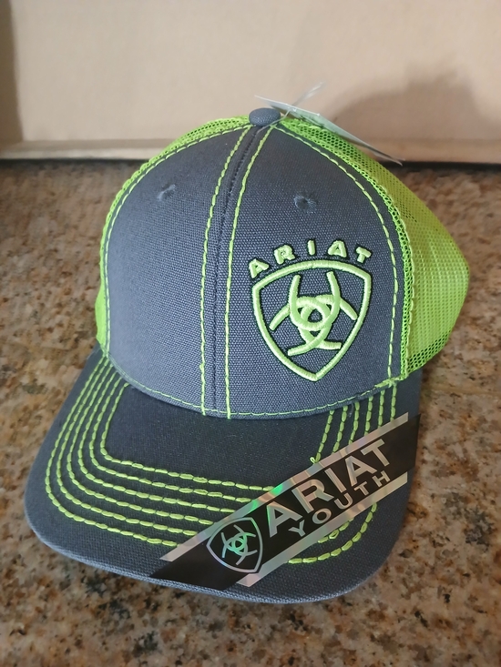 Ariat Other - Ariat Youth Gray & Neon Green Mesh Cap